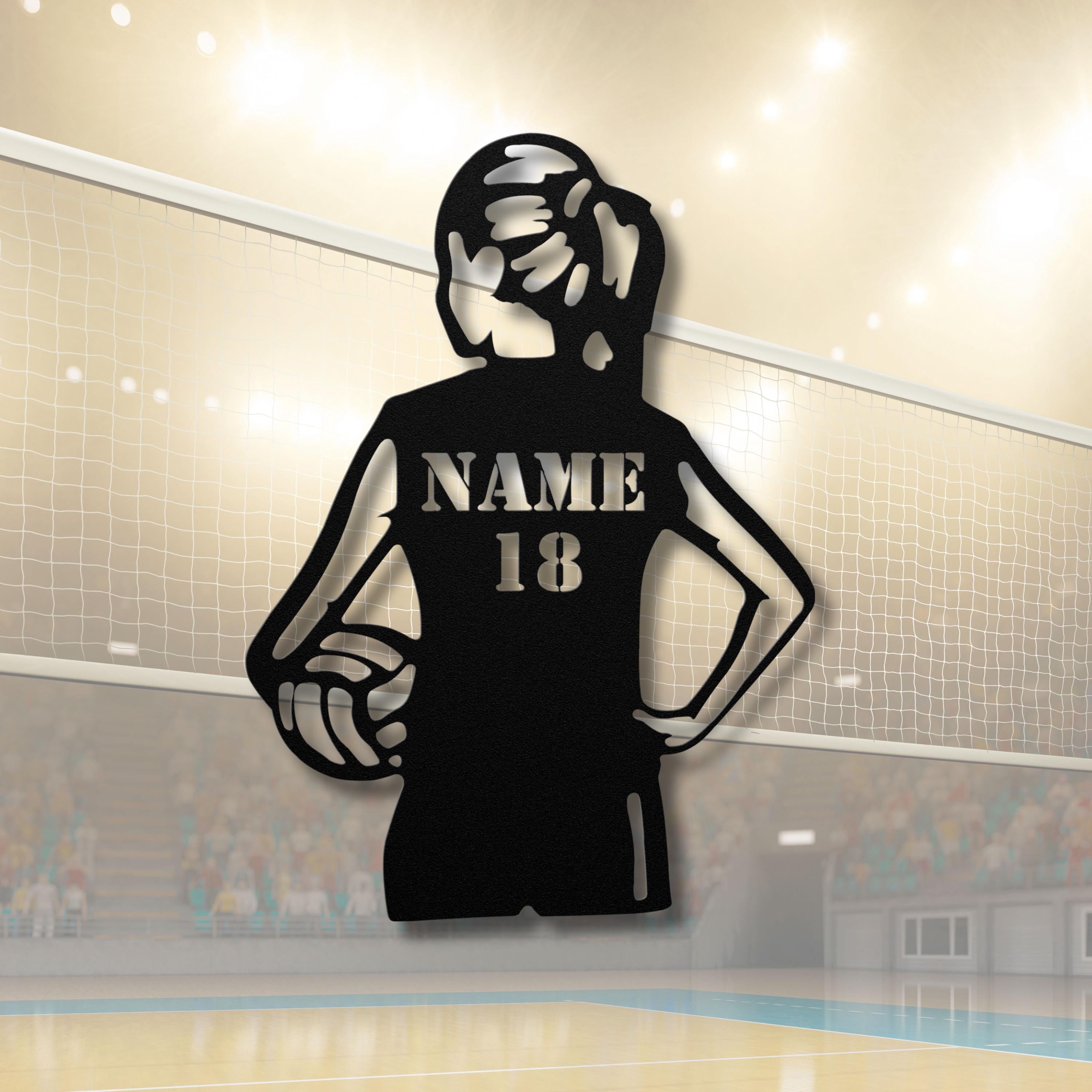 Personalized Volleyball Sign - Custom Metal Die-Cut Art | Team Gift, Female Athlete Decor