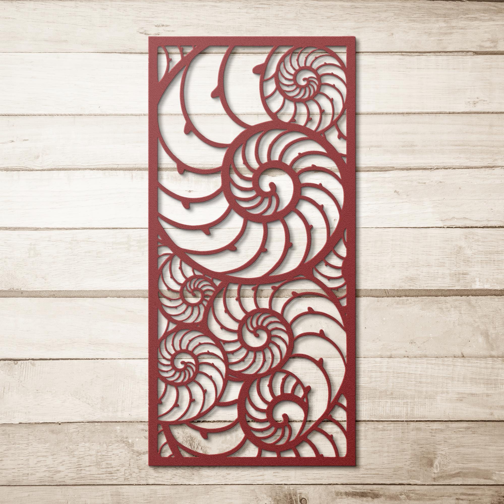 Nautilus Metal Wall Art, Abstract Spiral Shell Decor, Ocean Nature Sign, Coastal Decor