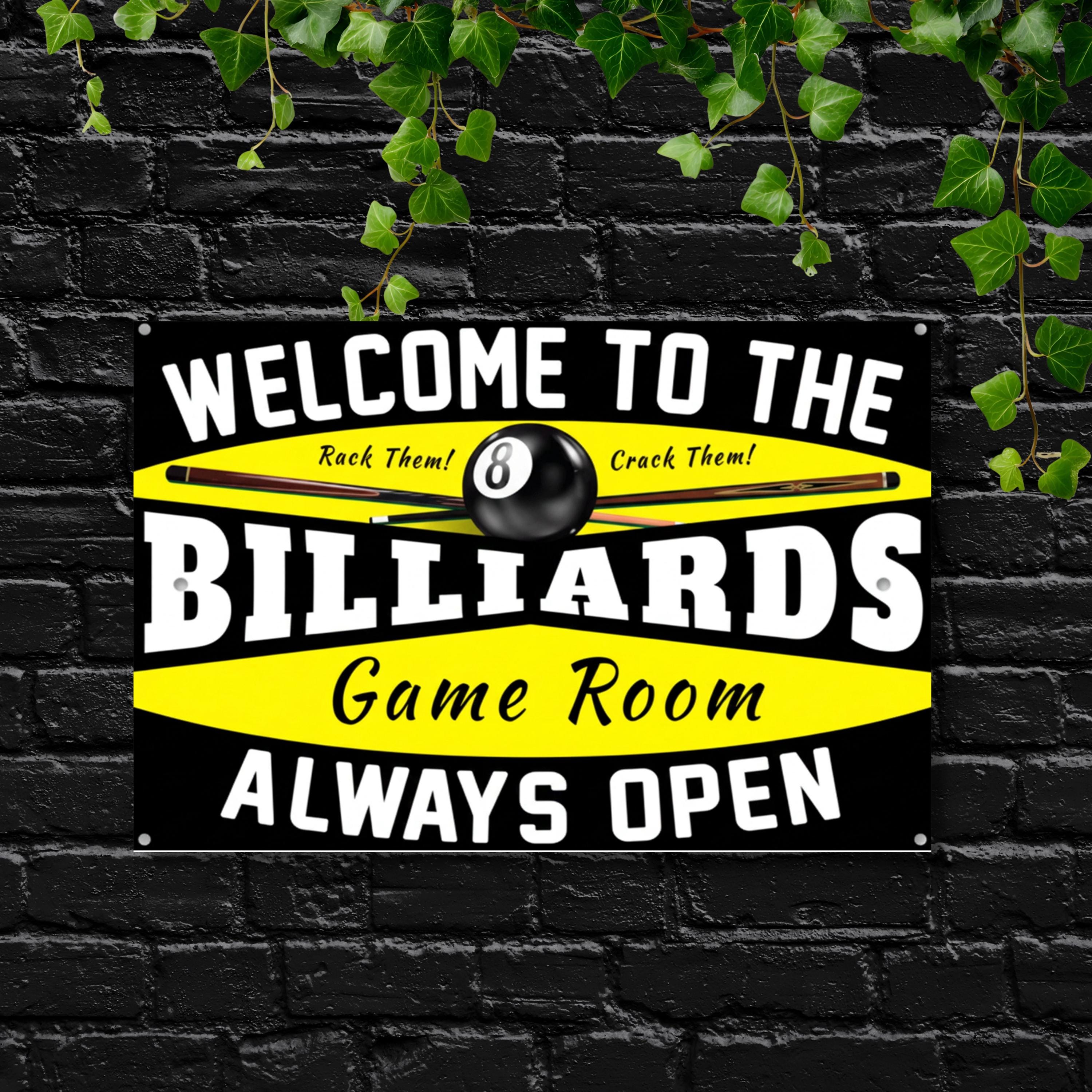 Billiards Game Room Metal Sign, Pool Hall Wall Art, Bar Decor, Pool Player Gift