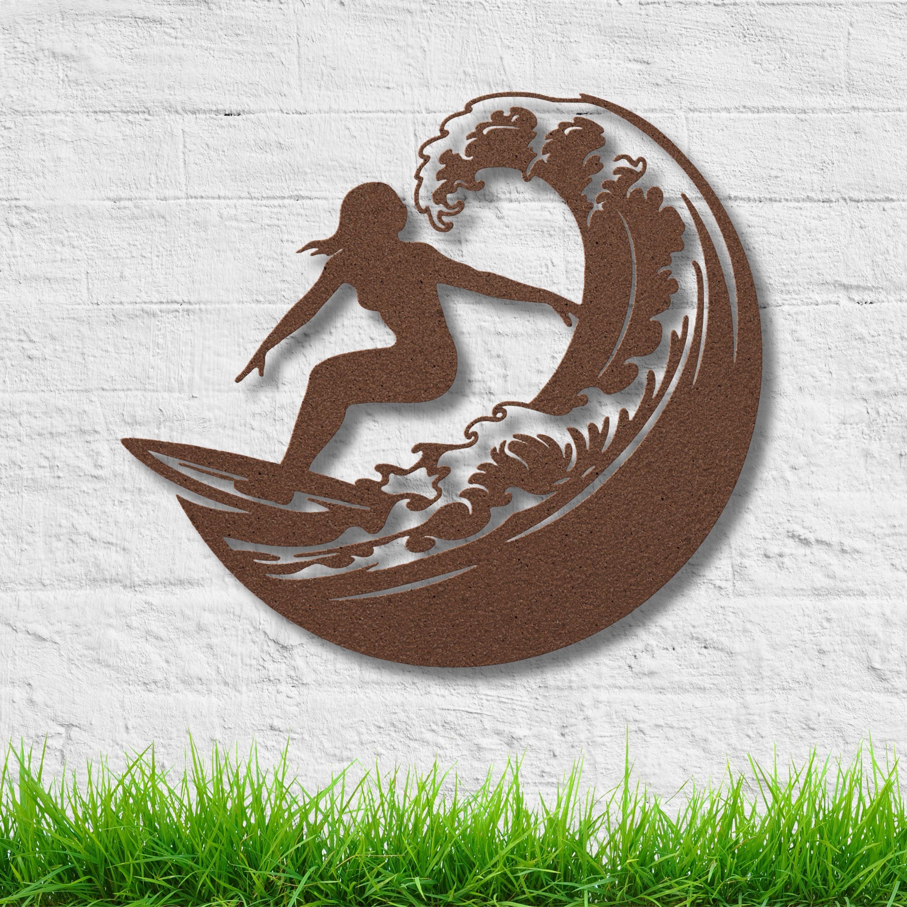 Metal Surfer Wall Art, Ocean Wave Silhouette, Modern Beach Decor, Surf Metal Sign, Water Sport Art, Coastal Home Gift