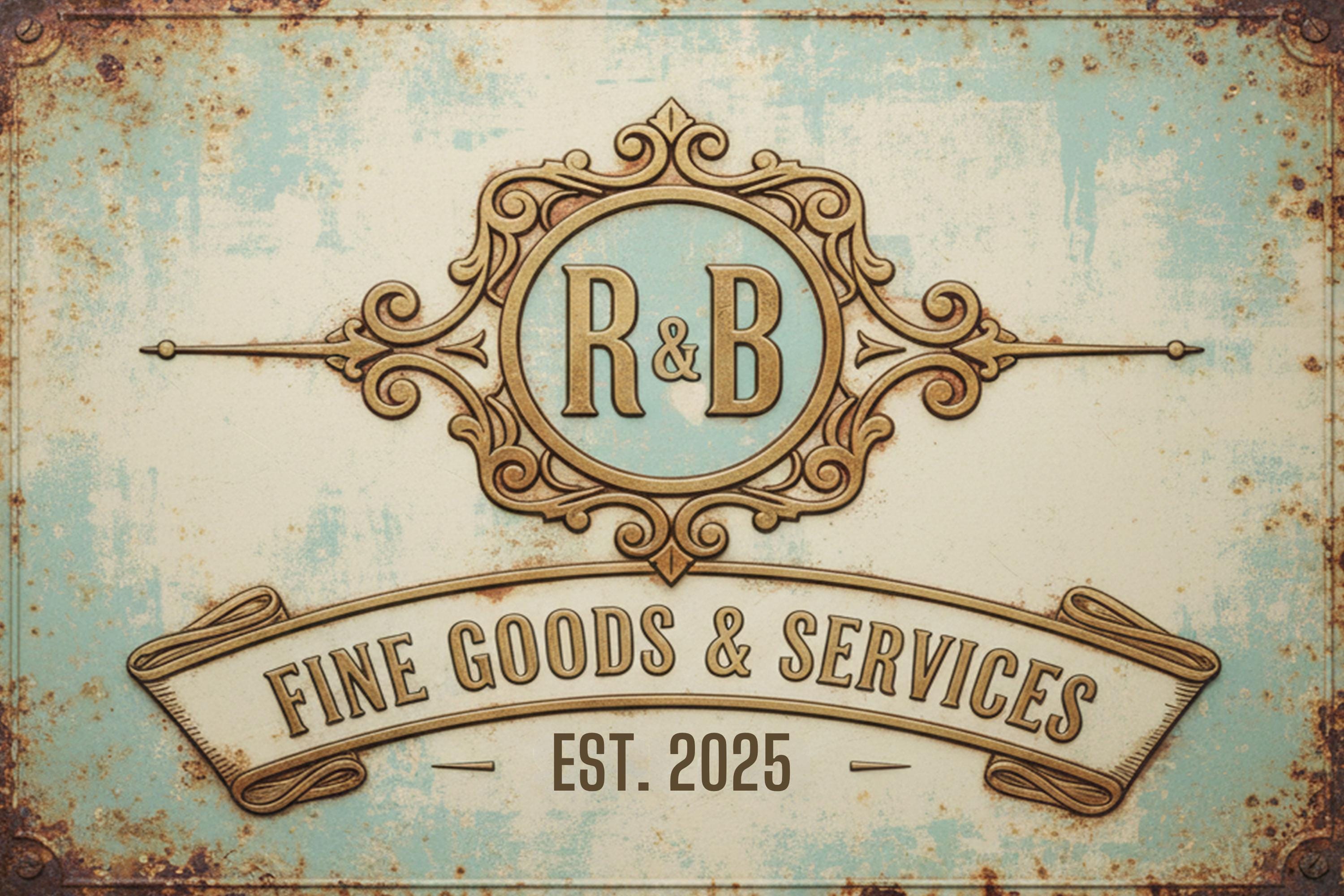 Personalized Fine Goods Sign, Custom Monogram Metal Plaque, Vintage Apothecary Decor, Ornate Services Wall Art, Rustic Business Gift