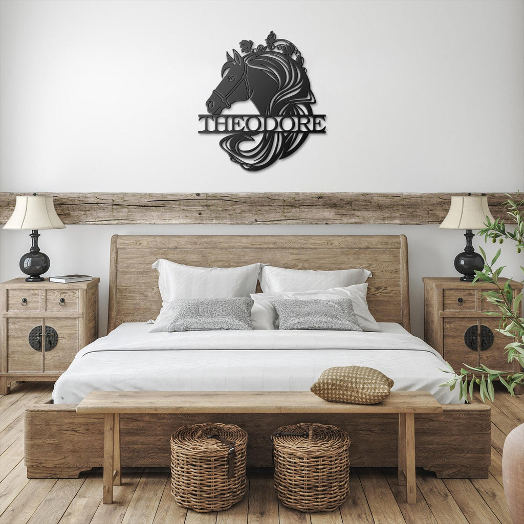 Personalized Horse Head Metal Sign, Equestrian Name Plaque