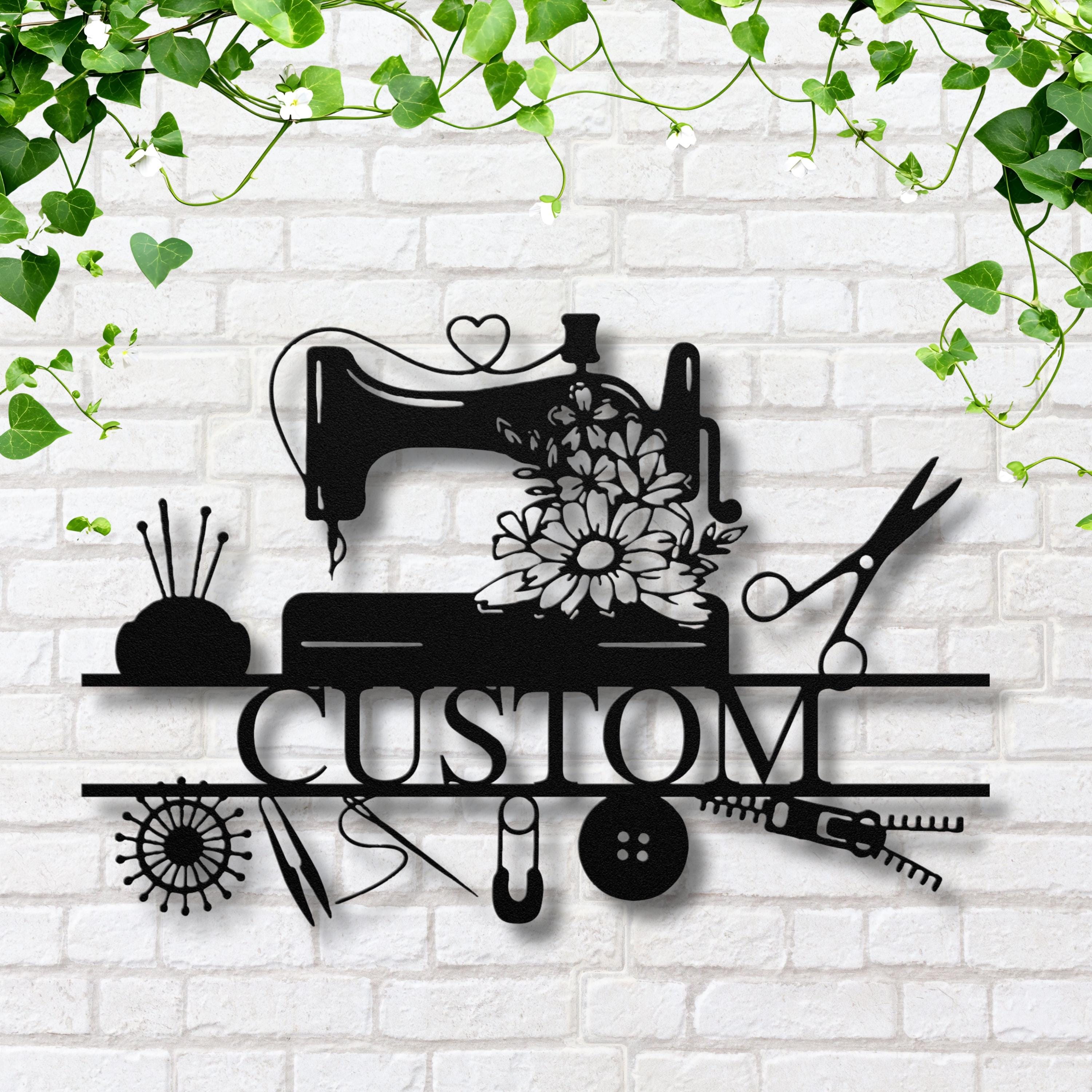Custom Sewing Machine Metal Sign, Craft Room Decor