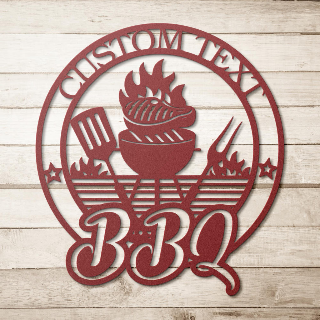 Custom BBQ Grill Master Metal Sign | Personalized Patio Kitchen Decor | Barbecue Pit Meat Smoker Die Cut Gift