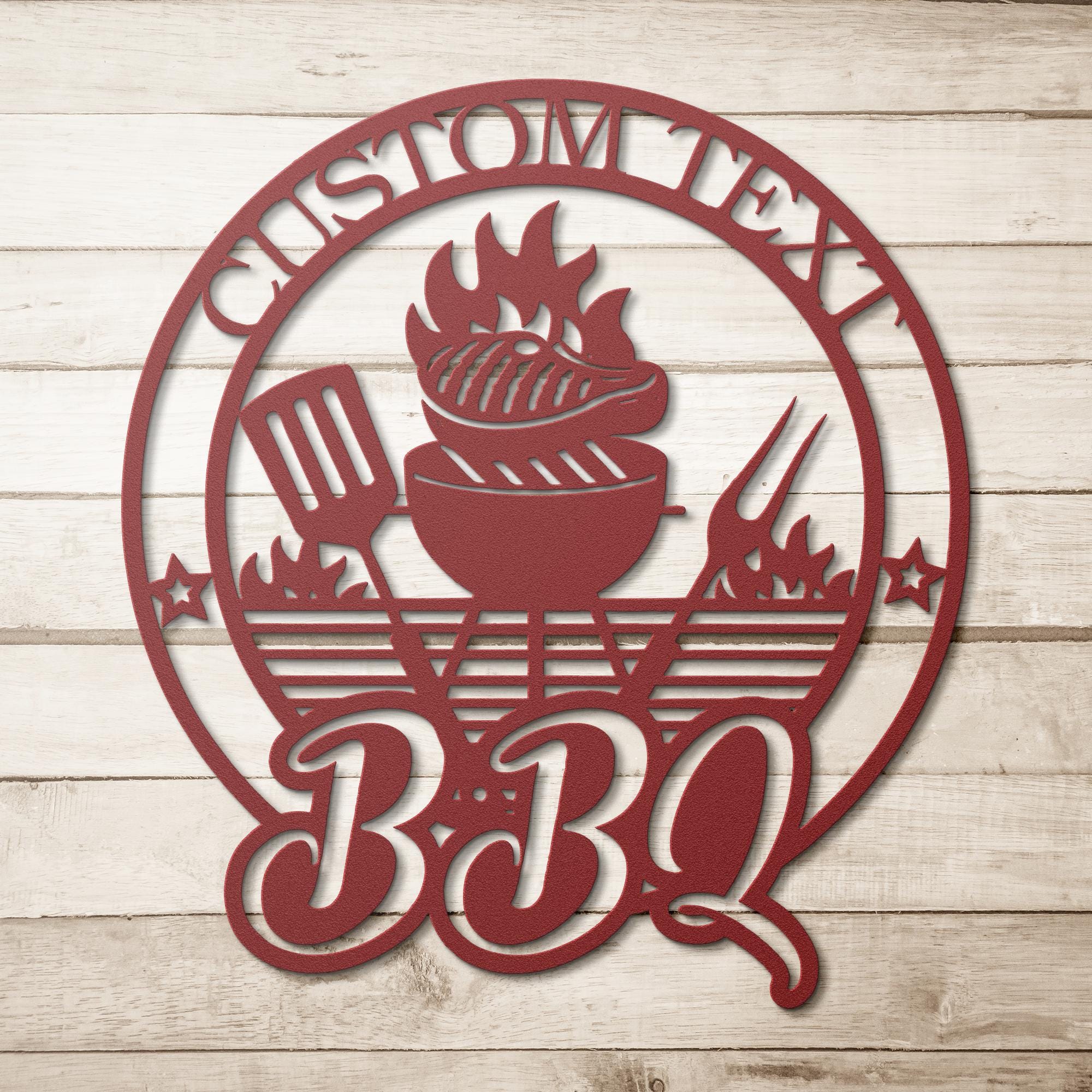 Custom BBQ Grill Master Metal Sign | Personalized Patio Kitchen Decor | Barbecue Pit Meat Smoker Die Cut Gift