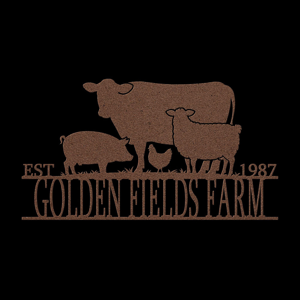 Custom Metal Farm Sign: Ranch Name, Livestock Silhouette, Outdoor Decor