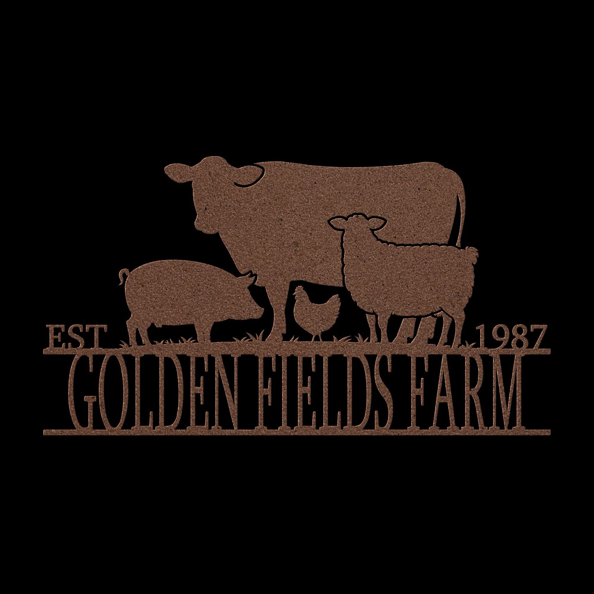 Custom Metal Farm Sign: Ranch Name, Livestock Silhouette, Outdoor Decor