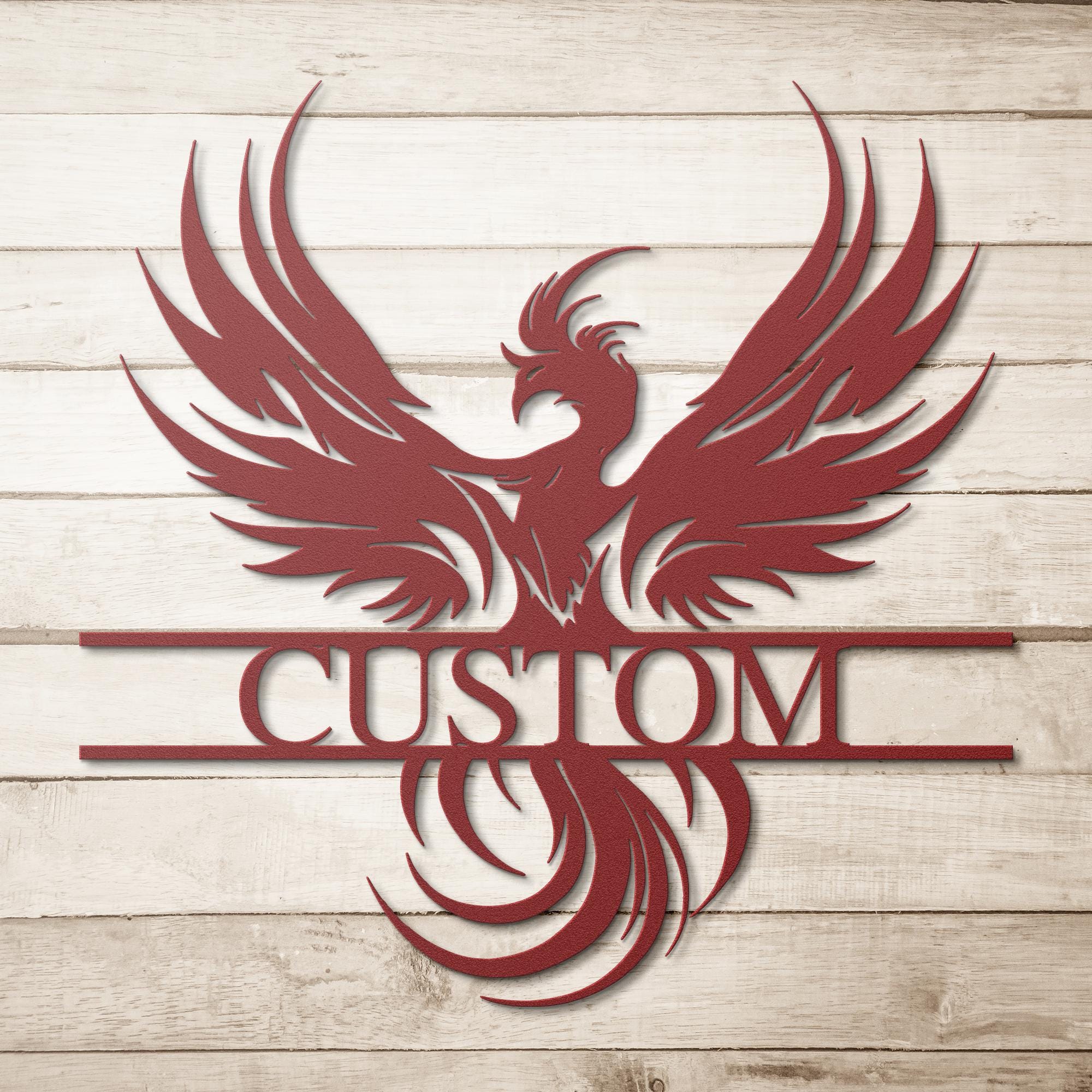 Custom Phoenix Metal Sign, Personalized Name Monogram, Housewarming Gift