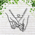 Personalized Couple Hands Metal Sign, Custom Name Wall Art