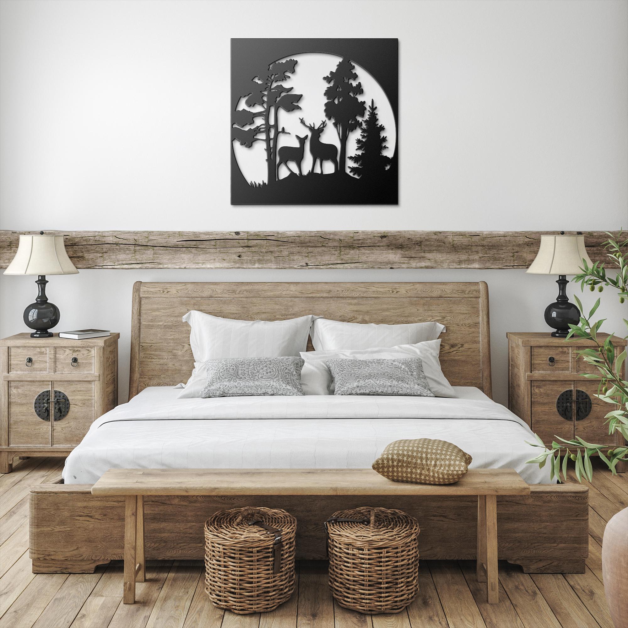 Deer Metal Wall Art - Rustic Cabin Decor | Laser Cut Wildlife Silhouette Sign