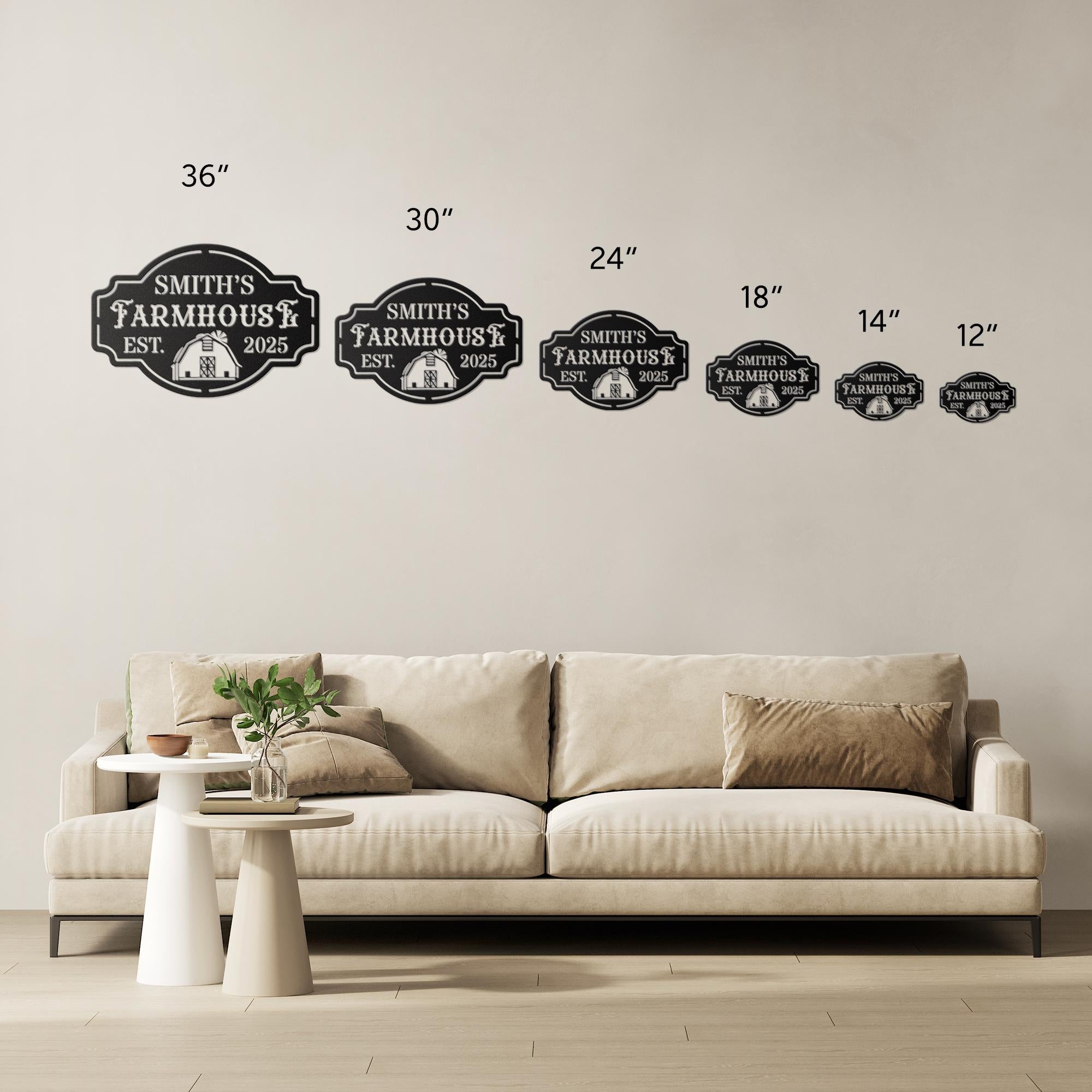 Personalized Farmhouse Sign | Durable Steel Custom Barn Plaque | Rustic Home Decor & Wall Art