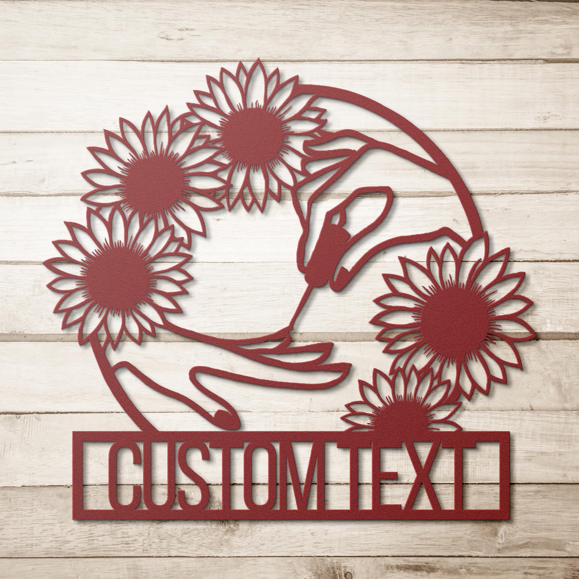 Personalized Nail Salon Metal Sign, Sunflower Hand Line Art
