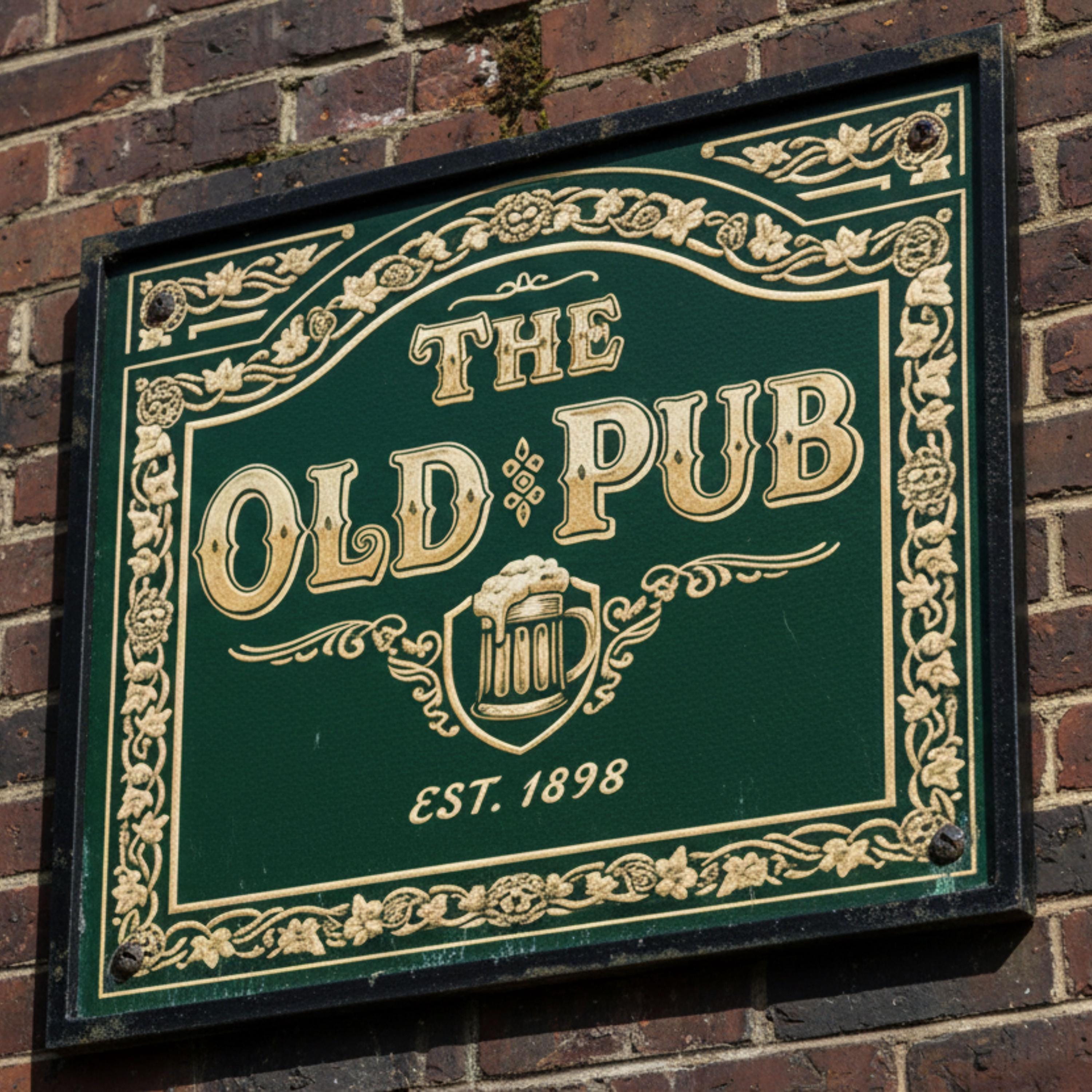 Vintage Pub Sign - Rustic Bar Decor with Beer Mug Emblem | Man Cave Signage