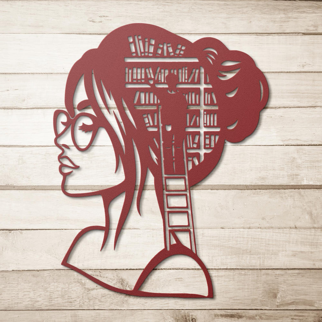 Book Lover Metal Wall Art | Woman Silhouette, Library Decor