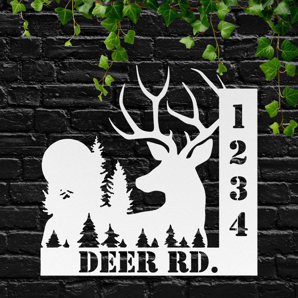 Personalized Deer Address Metal Sign, Cabin Decor