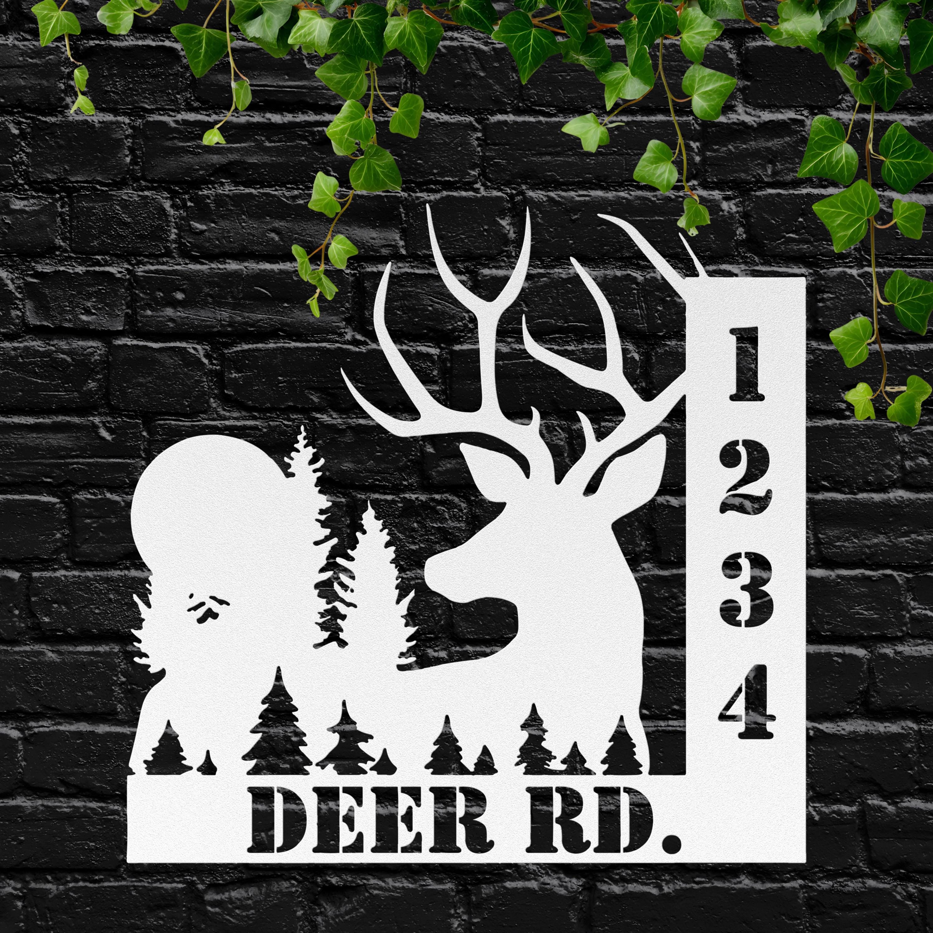 Personalized Deer Address Metal Sign, Cabin Decor