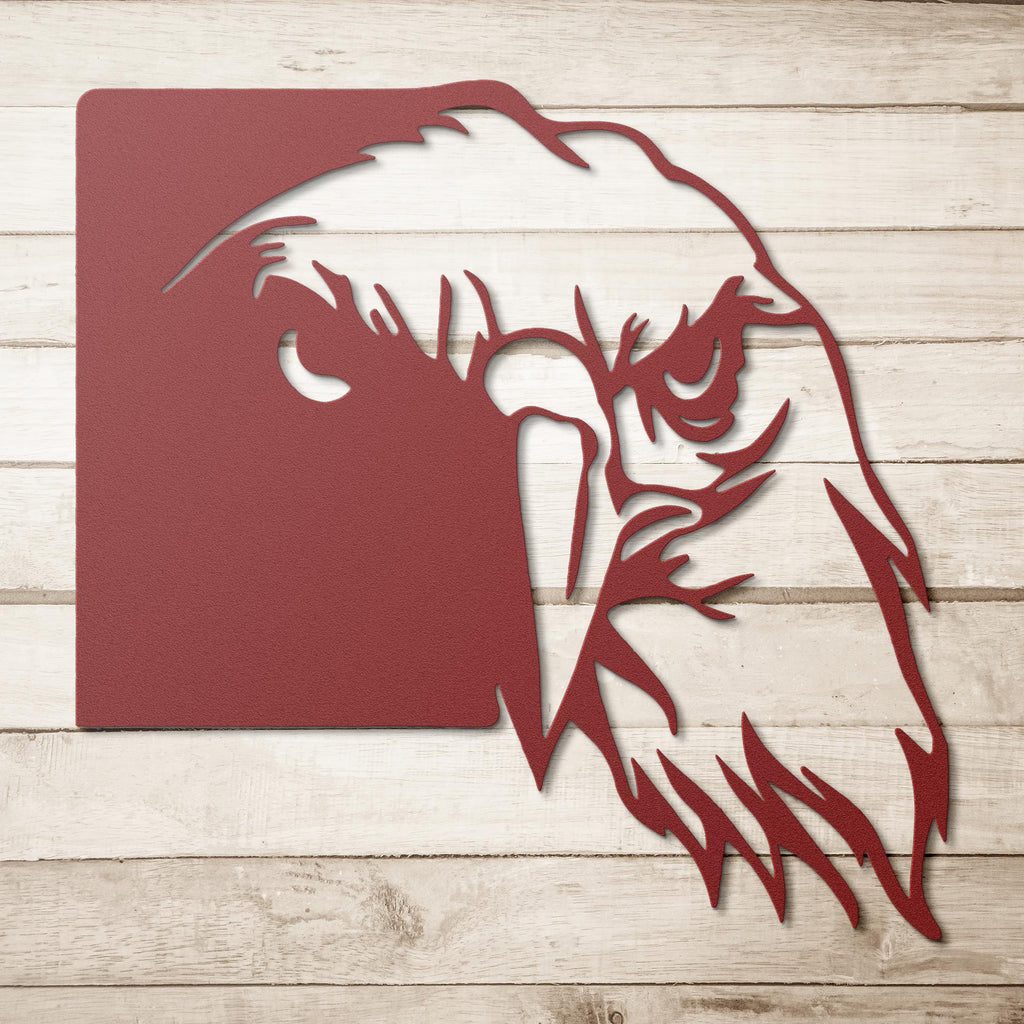 Die-Cut Black Eagle Head Metal Wall Art, Raptor Sign