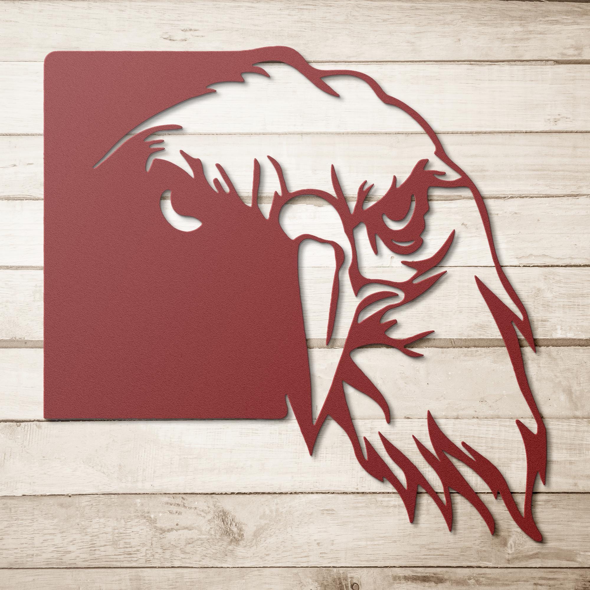 Die-Cut Black Eagle Head Metal Wall Art, Raptor Sign