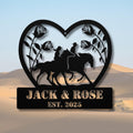 Custom Horse Couple Metal Sign | Personalized Wedding Gift | Heart Roses Equestrian Art | Anniversary Ranch Die-Cut