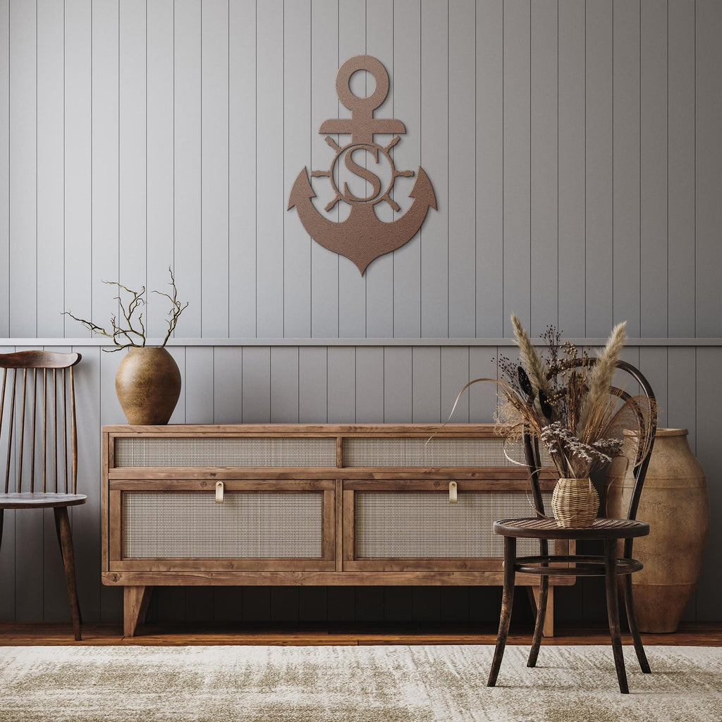 Personalized Metal Anchor Sign, Coastal Outdoor Decor
