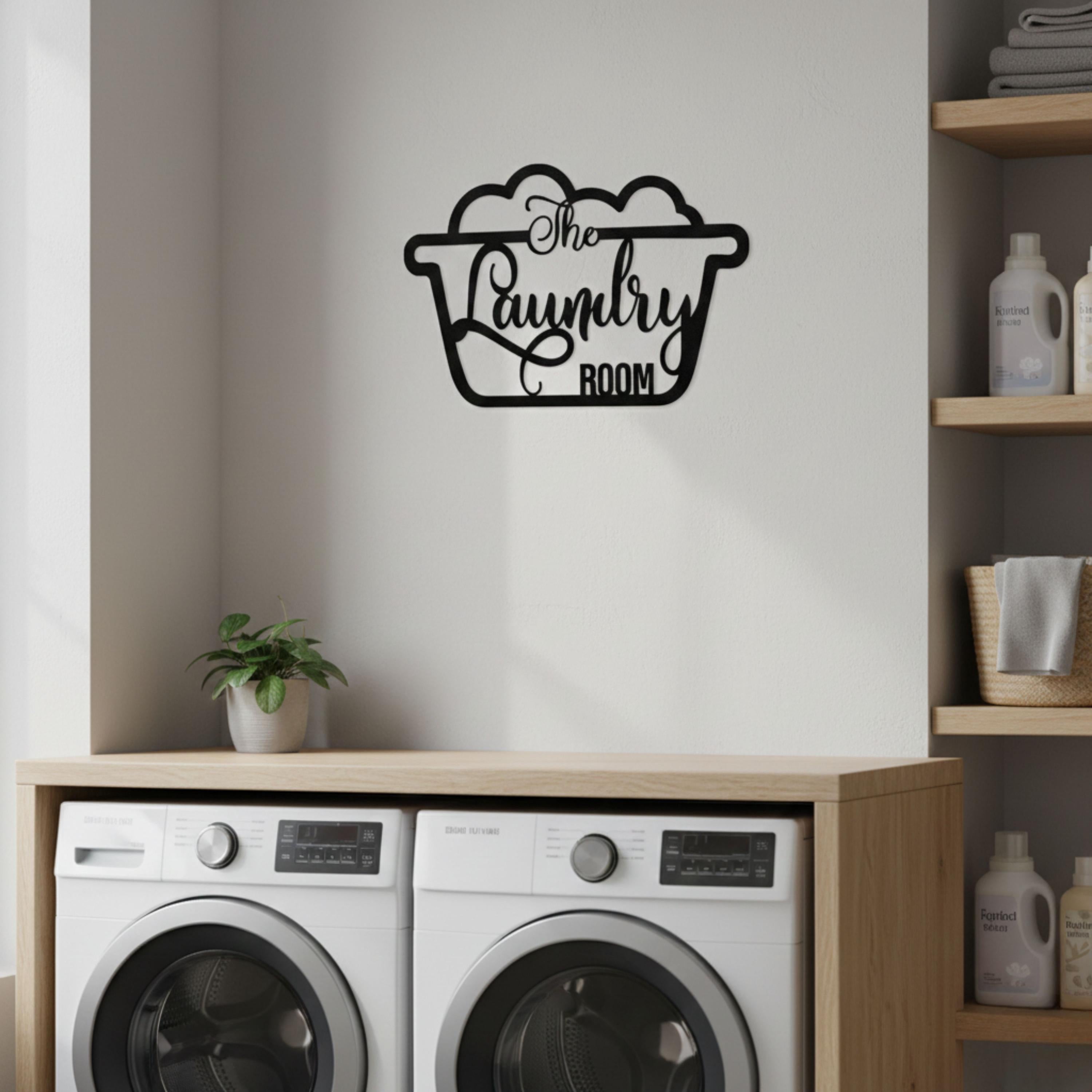 The Laundry Room Metal Sign | Farmhouse Utility Decor | Die Cut Metal Wash House Art | Housewarming Gift for New Home