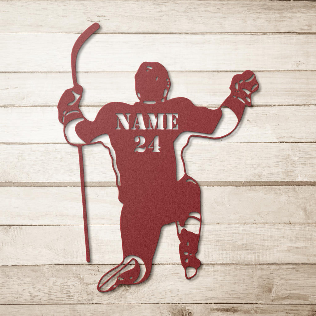 Personalized Hockey Wall Art – Custom Name Number Sign | Metal Sports Decor