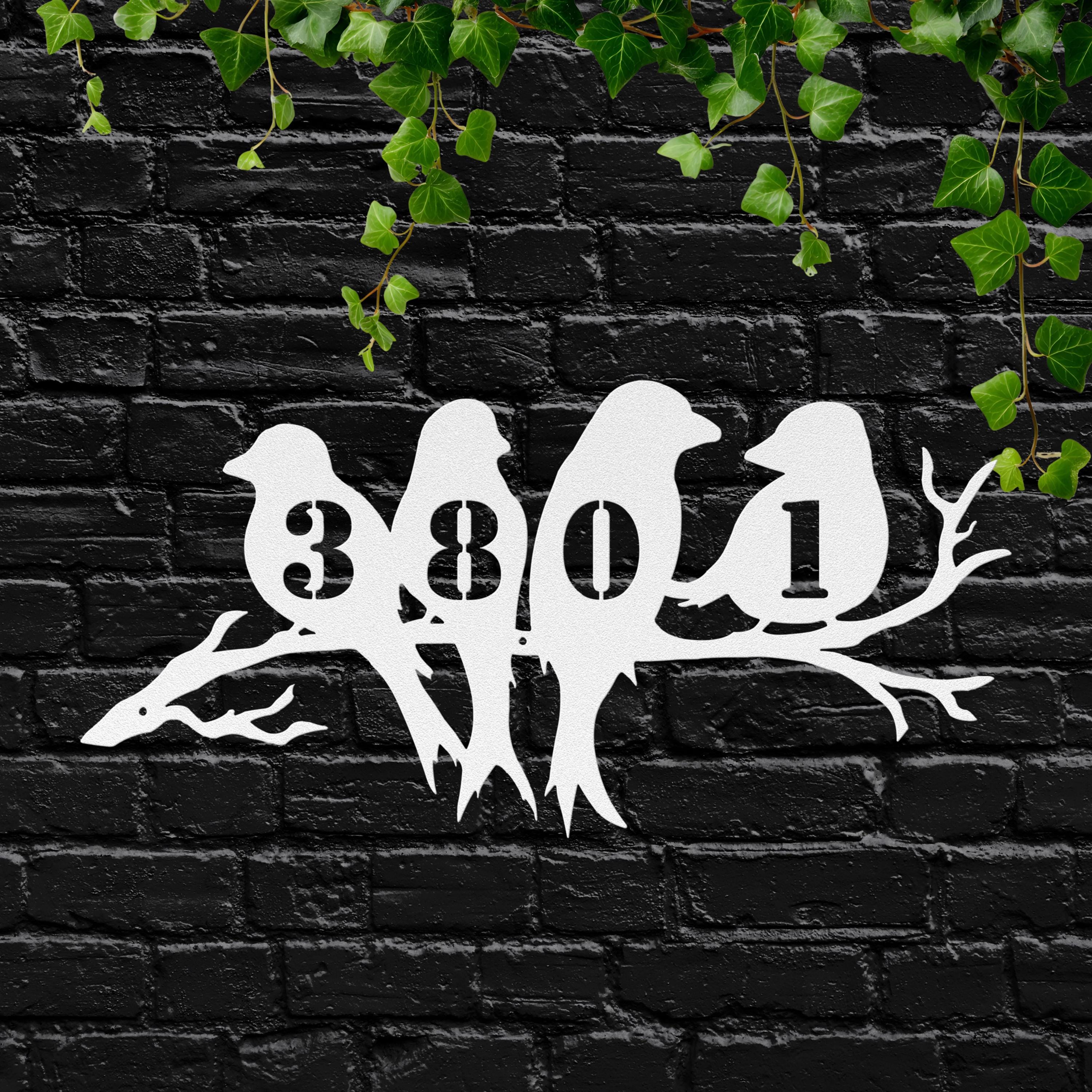 Custom Address Bird Sign, Metal House Number Plaque