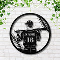 Personalized Baseball Sign | Custom Name Number Metal Player Art for Man Cave Decor