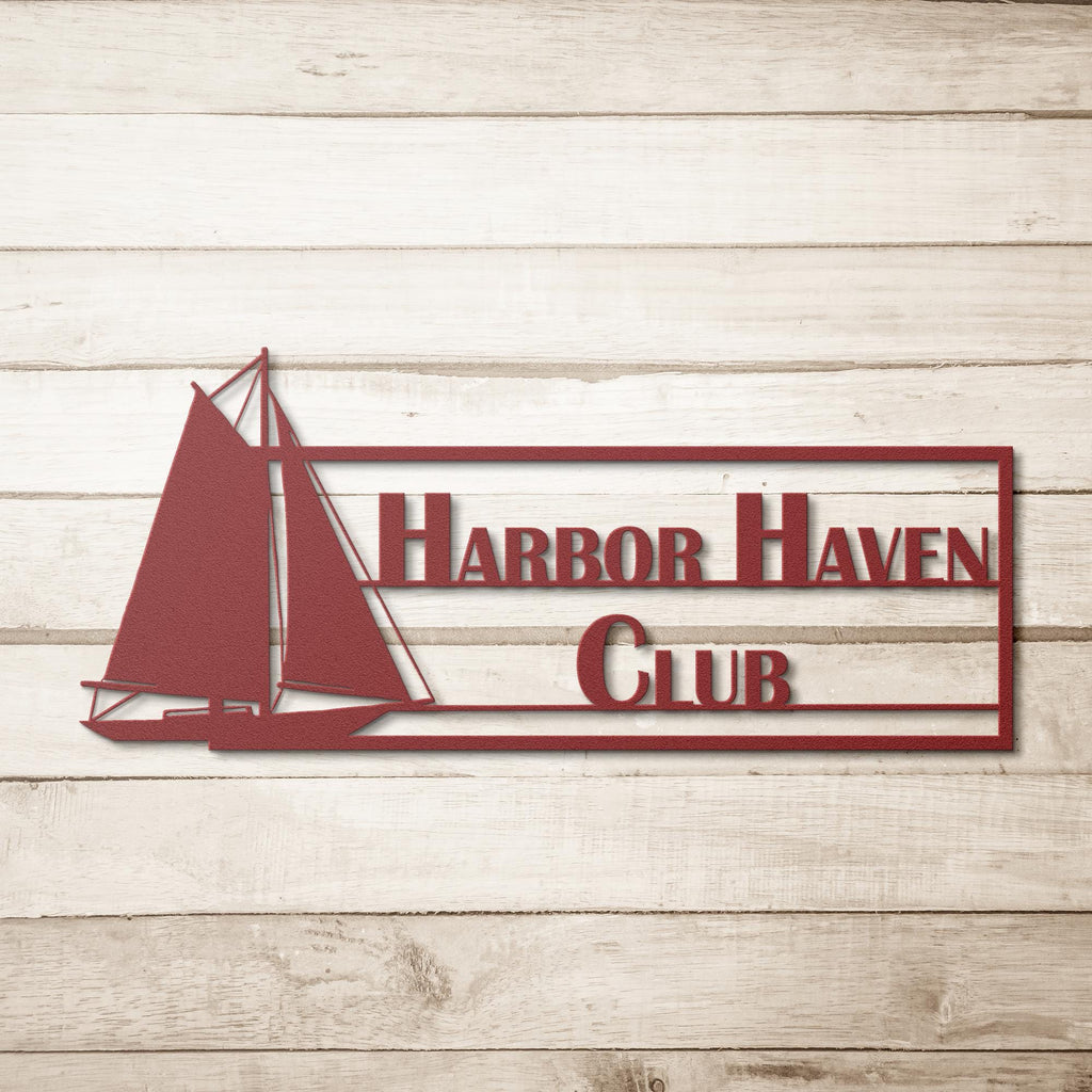 Yacht Club Metal Sign: Custom Nautical Business Logo Decor