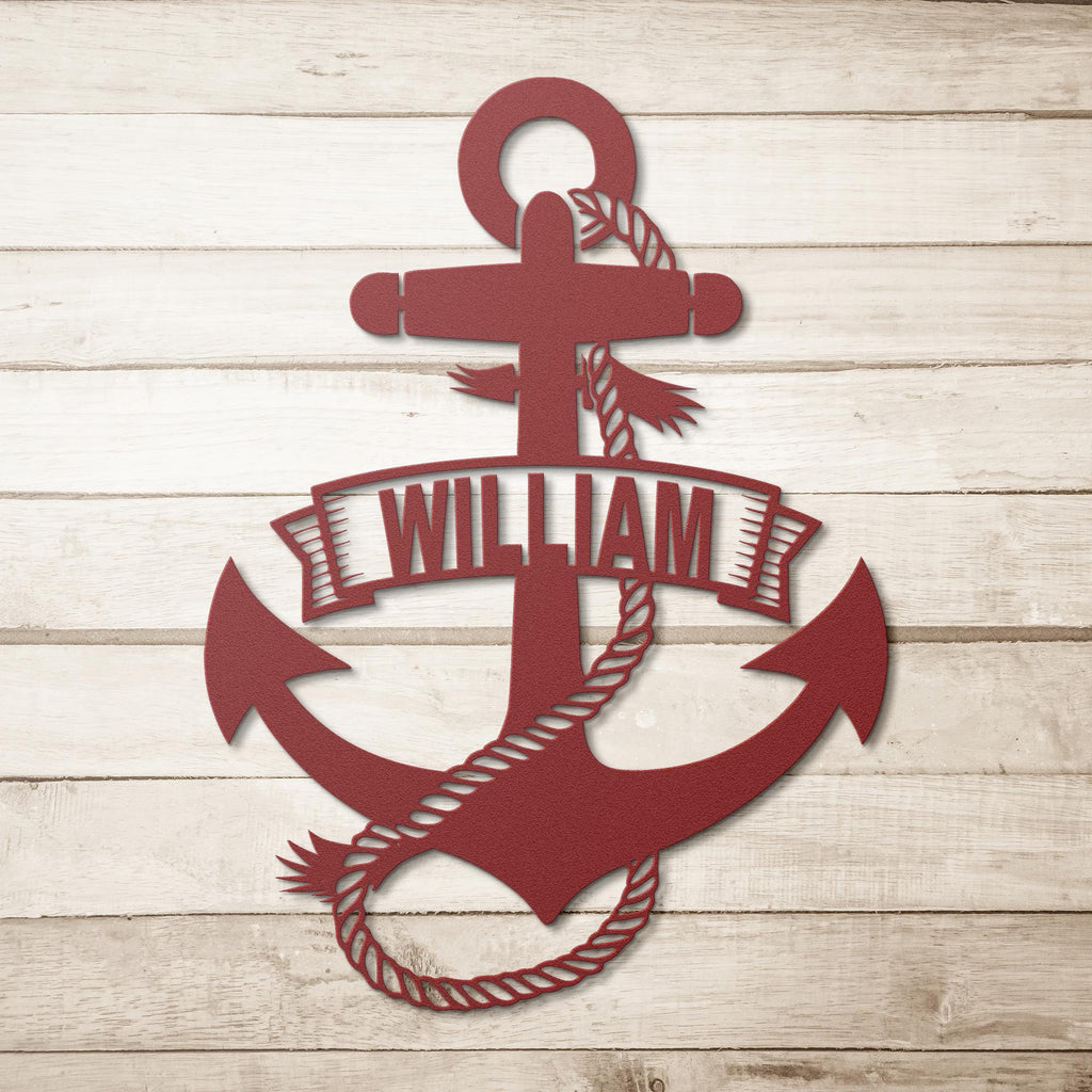 Personalized Anchor Metal Sign: Custom Nautical Wall Art