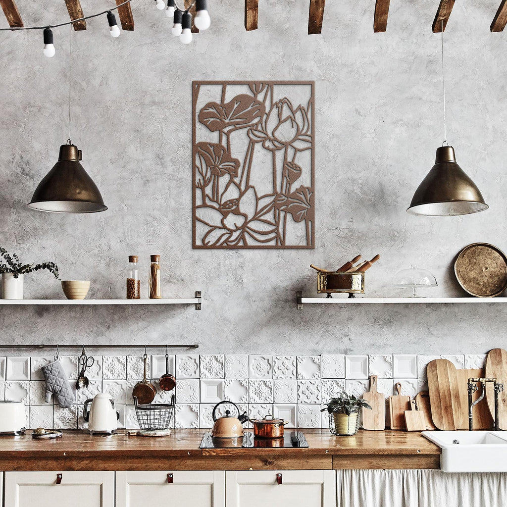 Lotus Flower Metal Wall Art, Floral Garden Sign, Zen Yoga Studio Decor, Botanical Art