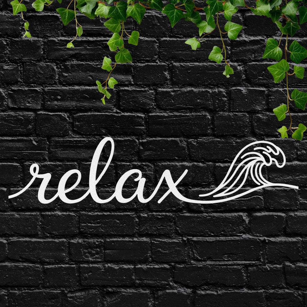 Relax Wave Metal Art – Coastal Wall Decor | Beach House Sign, Ocean Lover Gift