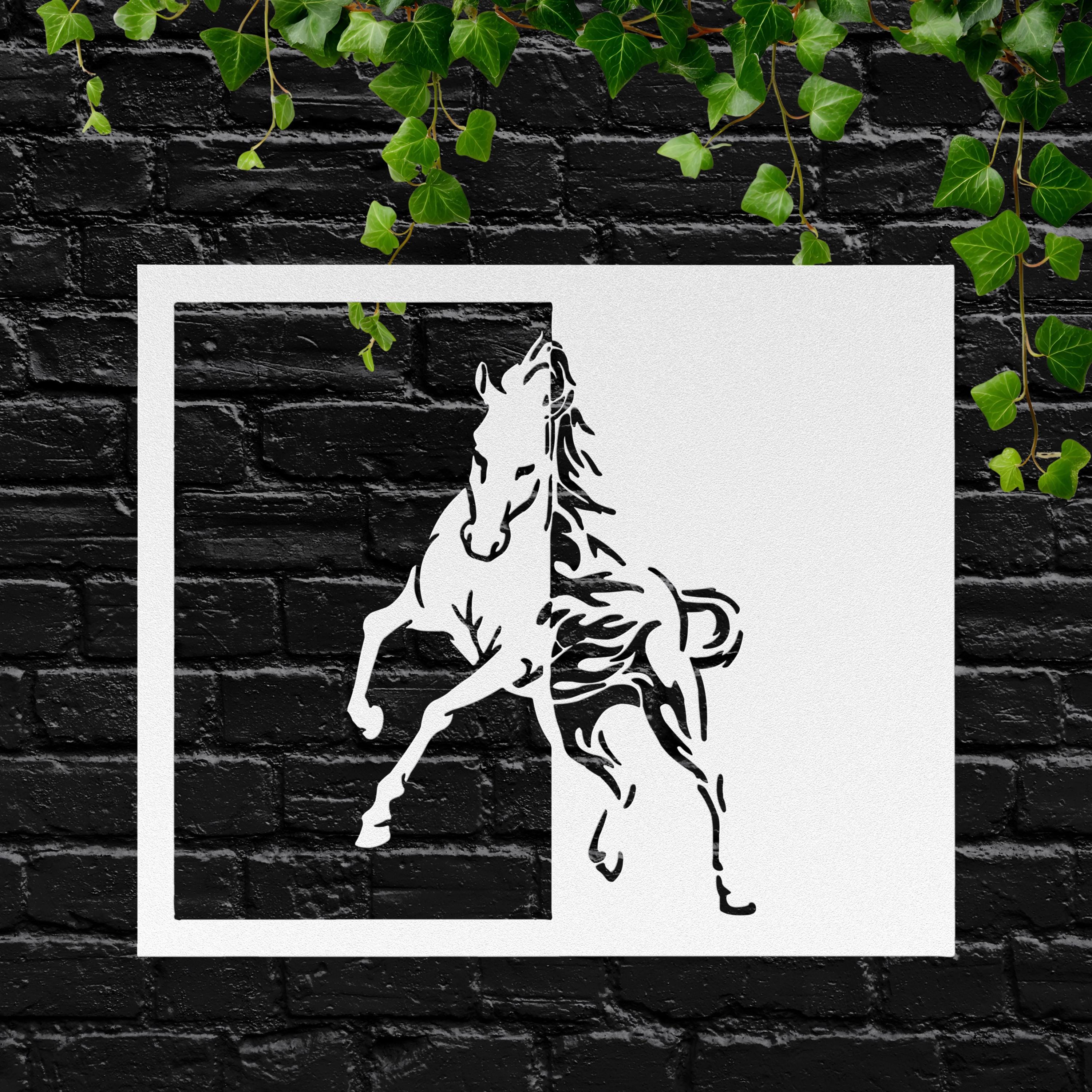 Modern Horse Silhouette Metal Sign, Equestrian Wall Art, Split Design Decor, Farmhouse Art