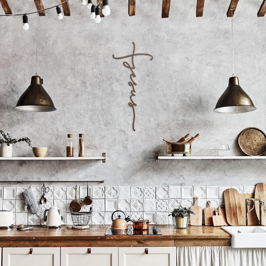 Jesus Name Cross Metal Wall Art: Christian Home Decor