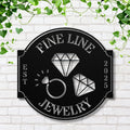 Custom Jewelry Business Sign | Personalized Metal Logo | Diamond Est. Date Shop Decor