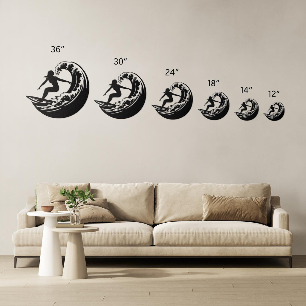 Metal Surfer Wall Art, Ocean Wave Silhouette, Modern Beach Decor, Surf Metal Sign, Water Sport Art, Coastal Home Gift