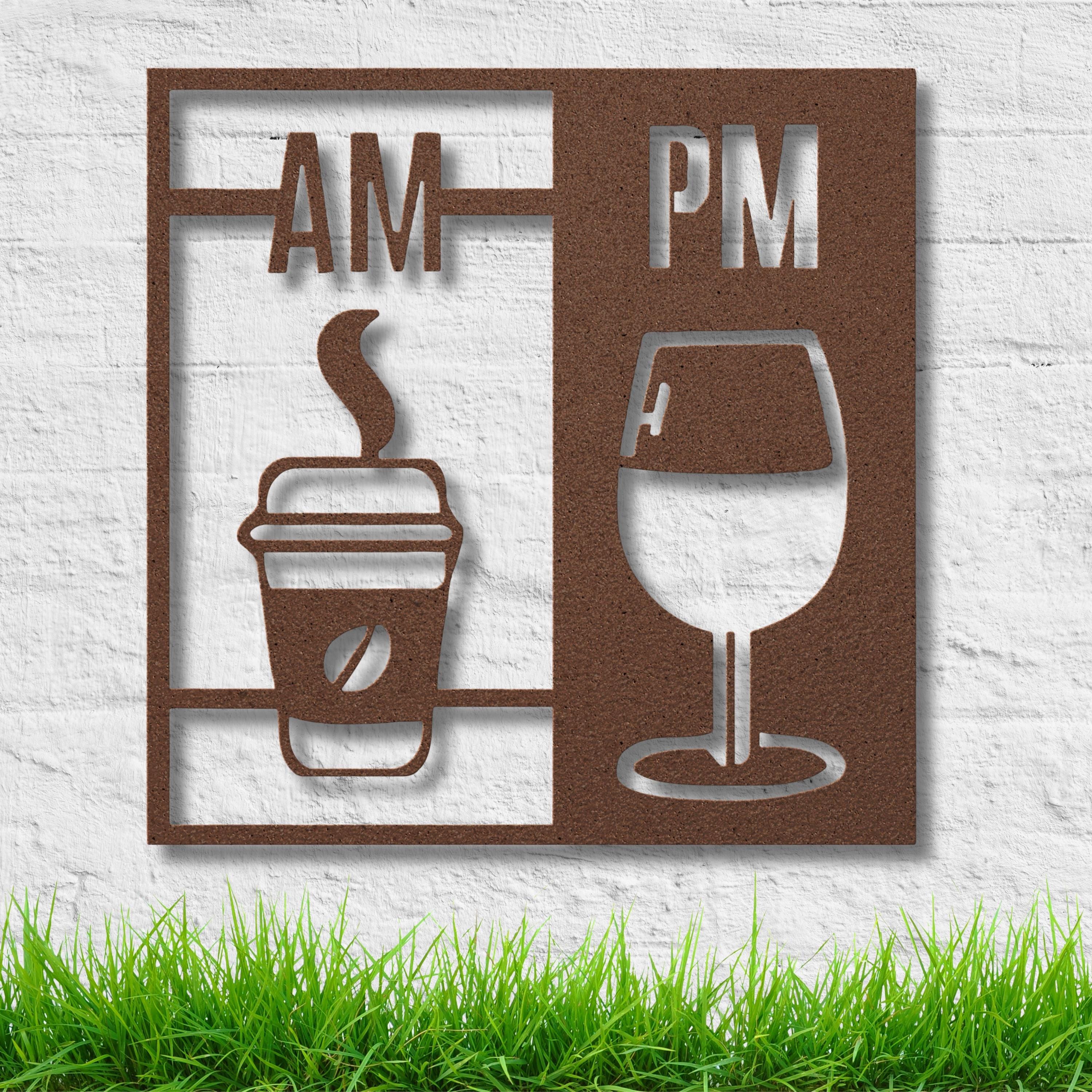 Coffee & Wine Metal Wall Art | AM PM Drink Sign