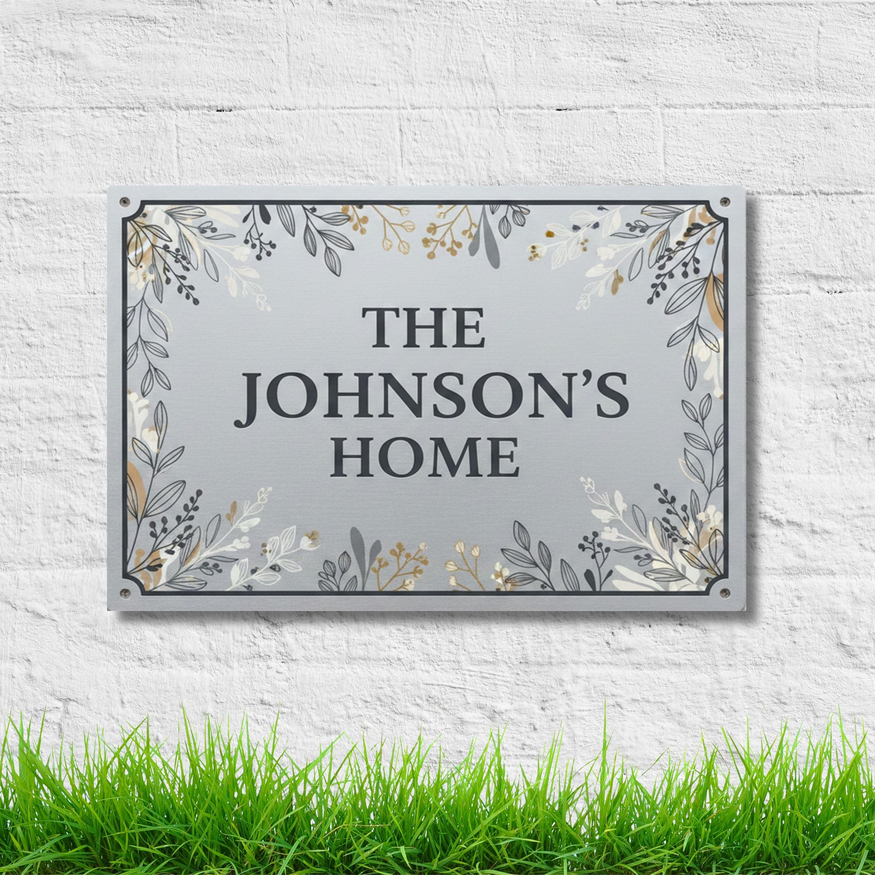 Custom Family Name Sign, Personalized Floral Metal Wall Art, Housewarming Gift, Entryway Decor