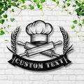 Personalized Baker Sign - Custom Kitchen Decor | Chef Metal Sign & Rolling Pin Art