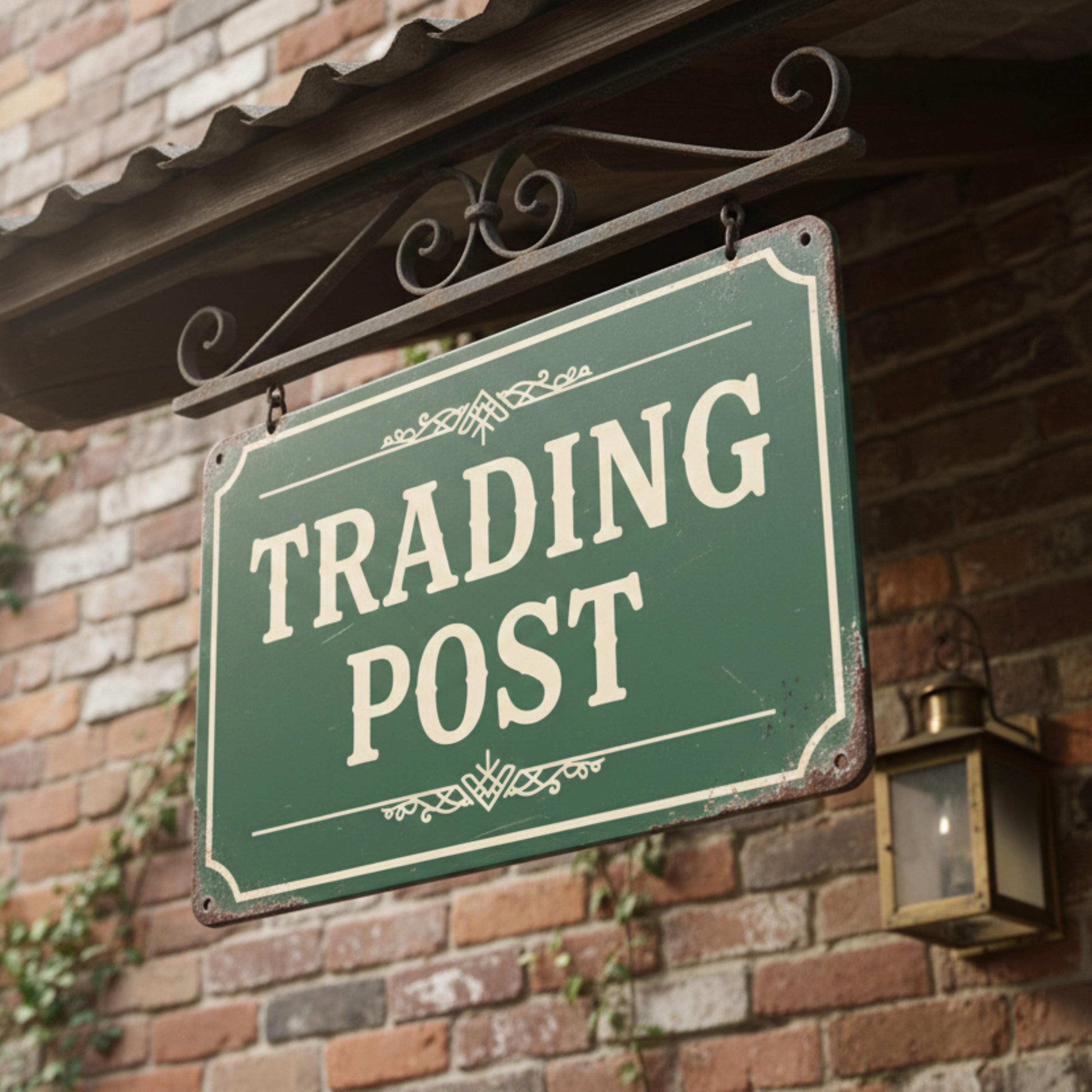 Rustic Trading Post Sign, General Store Vintage Metal Plaque, Cabin Lodge Home Decor
