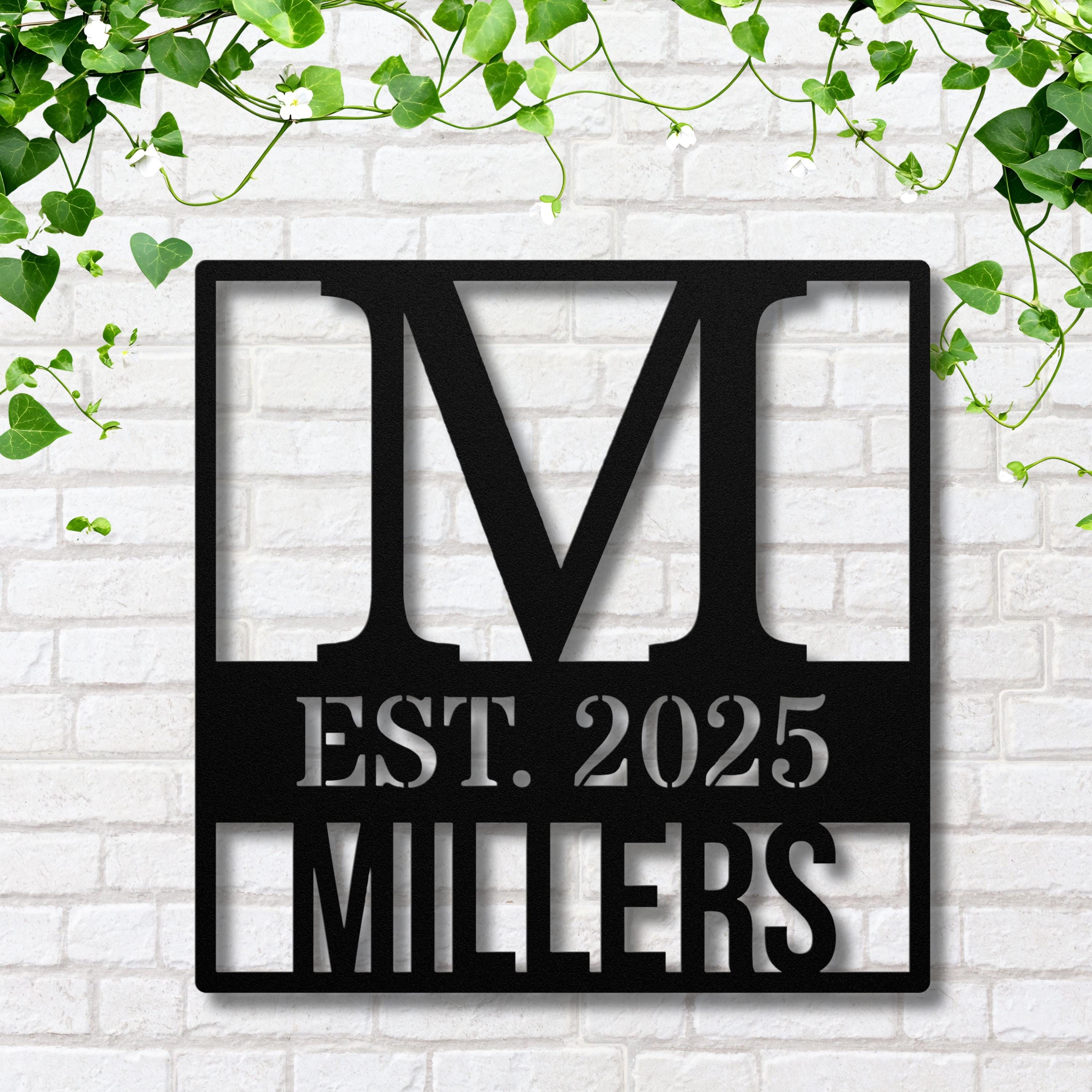 Personalized Metal Monogram, Family Name Sign, Established Date, Wedding Anniversary Gift