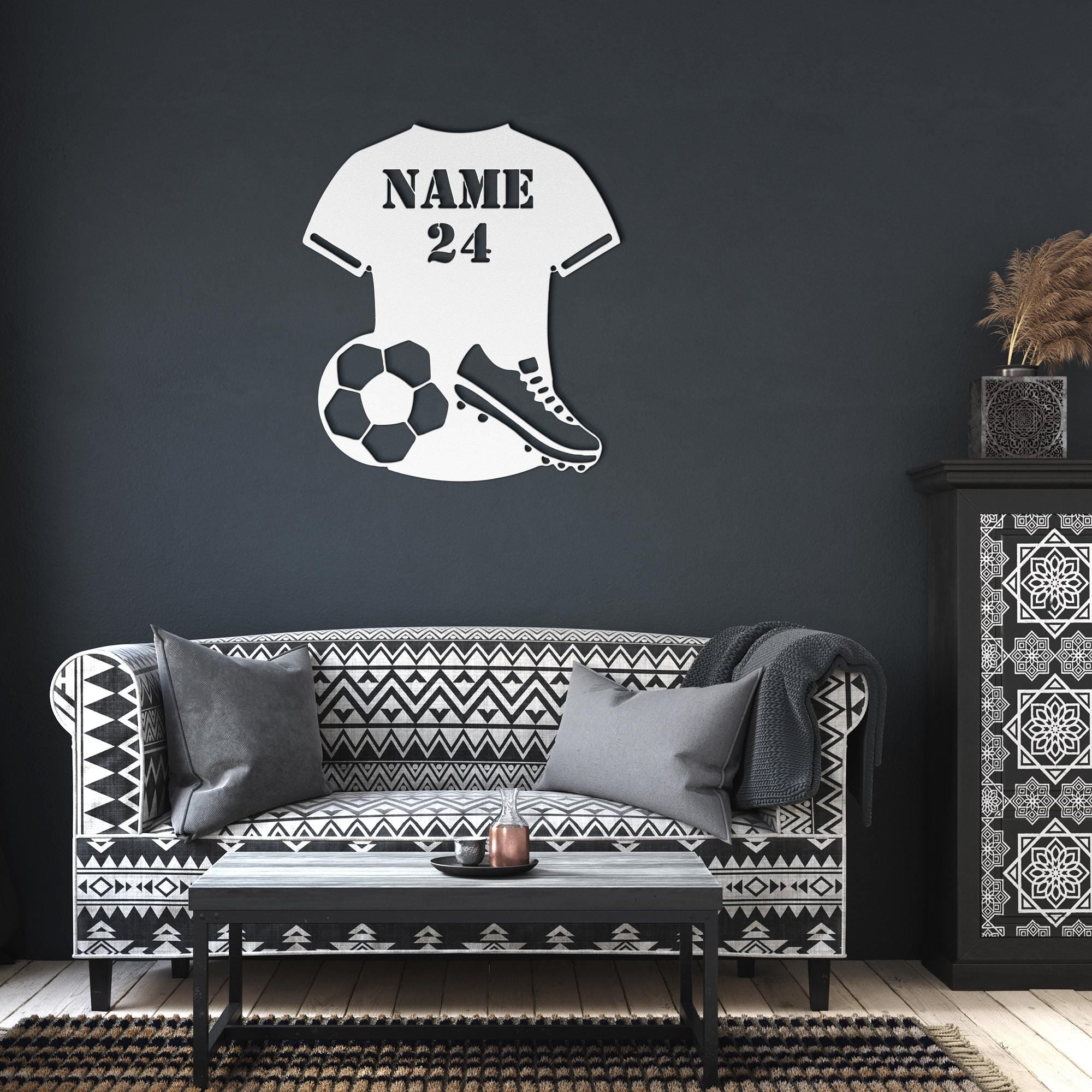 Personalized Soccer Jersey Metal Sign, Custom Name Number Art