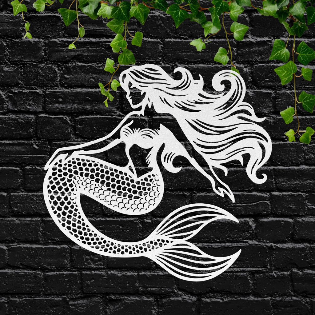 Classic Mermaid Die-Cut Metal Sign, Siren Nautical Decor, Fantasy Ocean Art, Beach Lover Gift