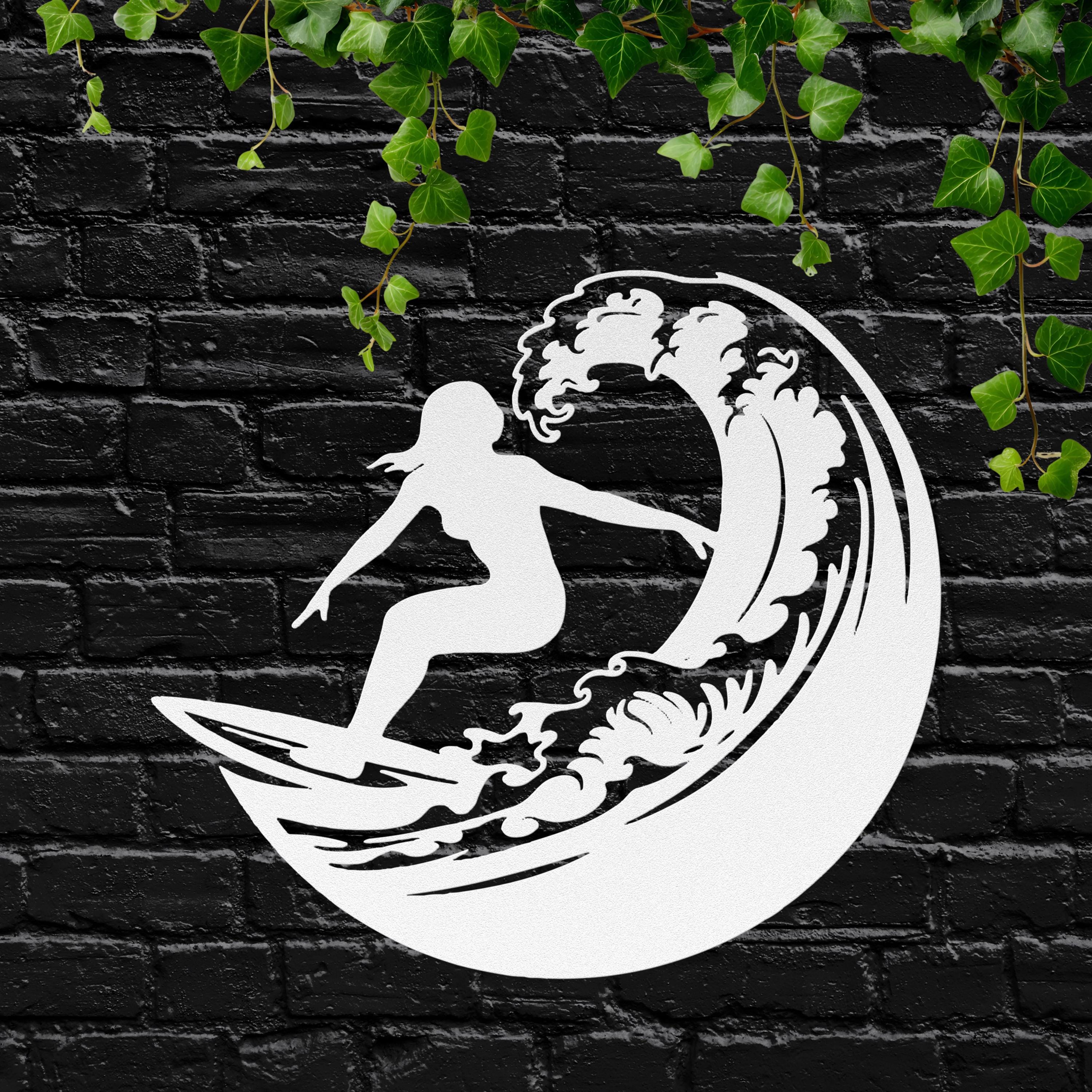 Metal Surfer Wall Art, Ocean Wave Silhouette, Modern Beach Decor, Surf Metal Sign, Water Sport Art, Coastal Home Gift