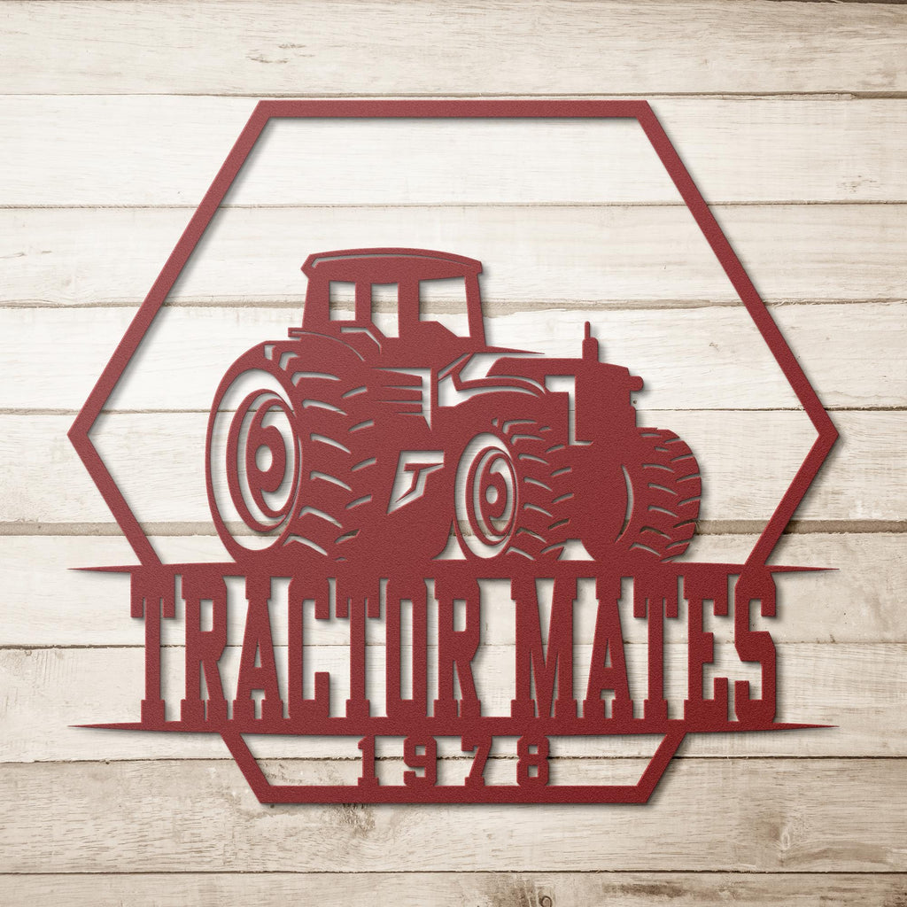 Custom Tractor Metal Farm Sign: Personalized Farmhouse Decor