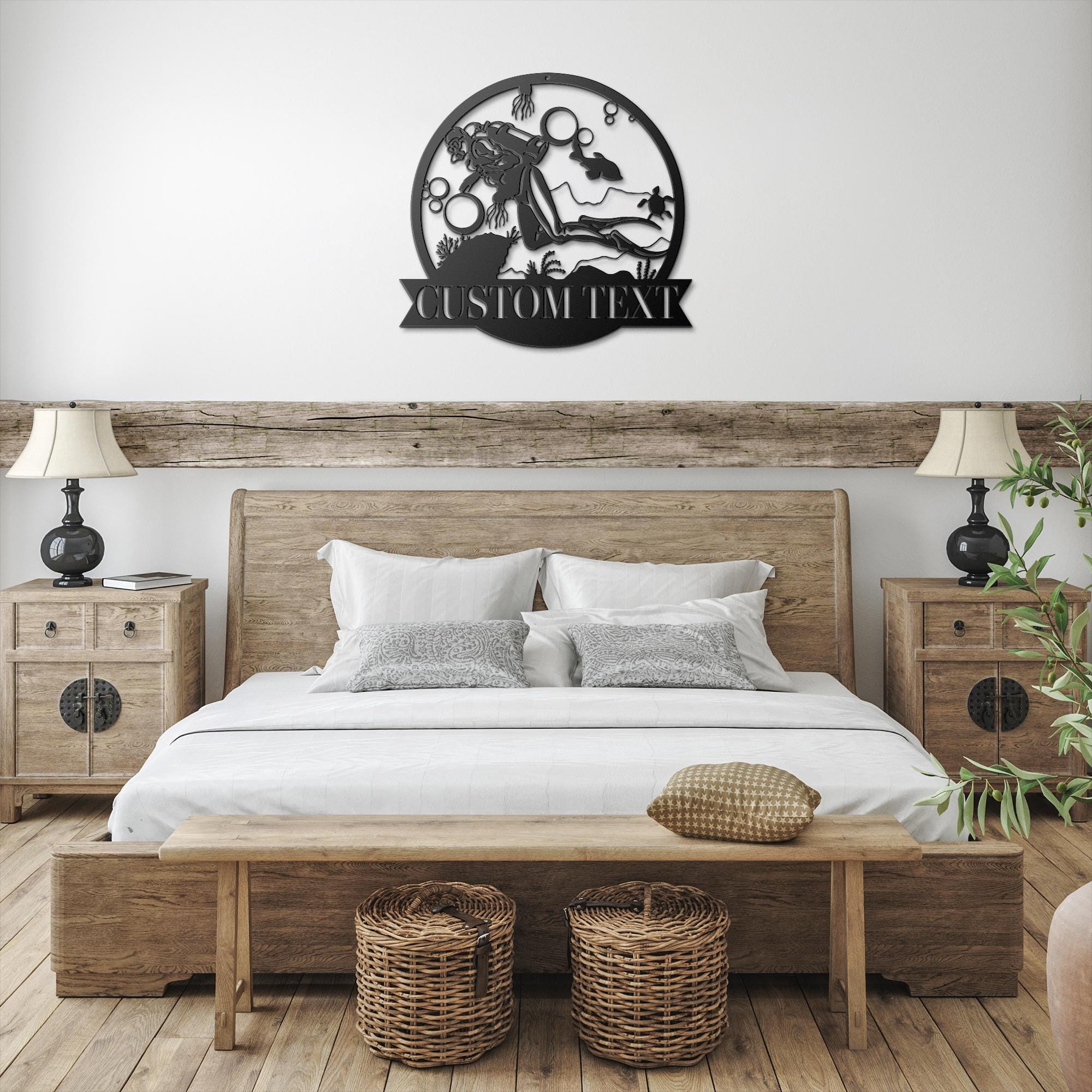 Personalized Scuba Diver Art - Custom Dive Sign | Ocean Wall Decor & Sea Turtle Gift