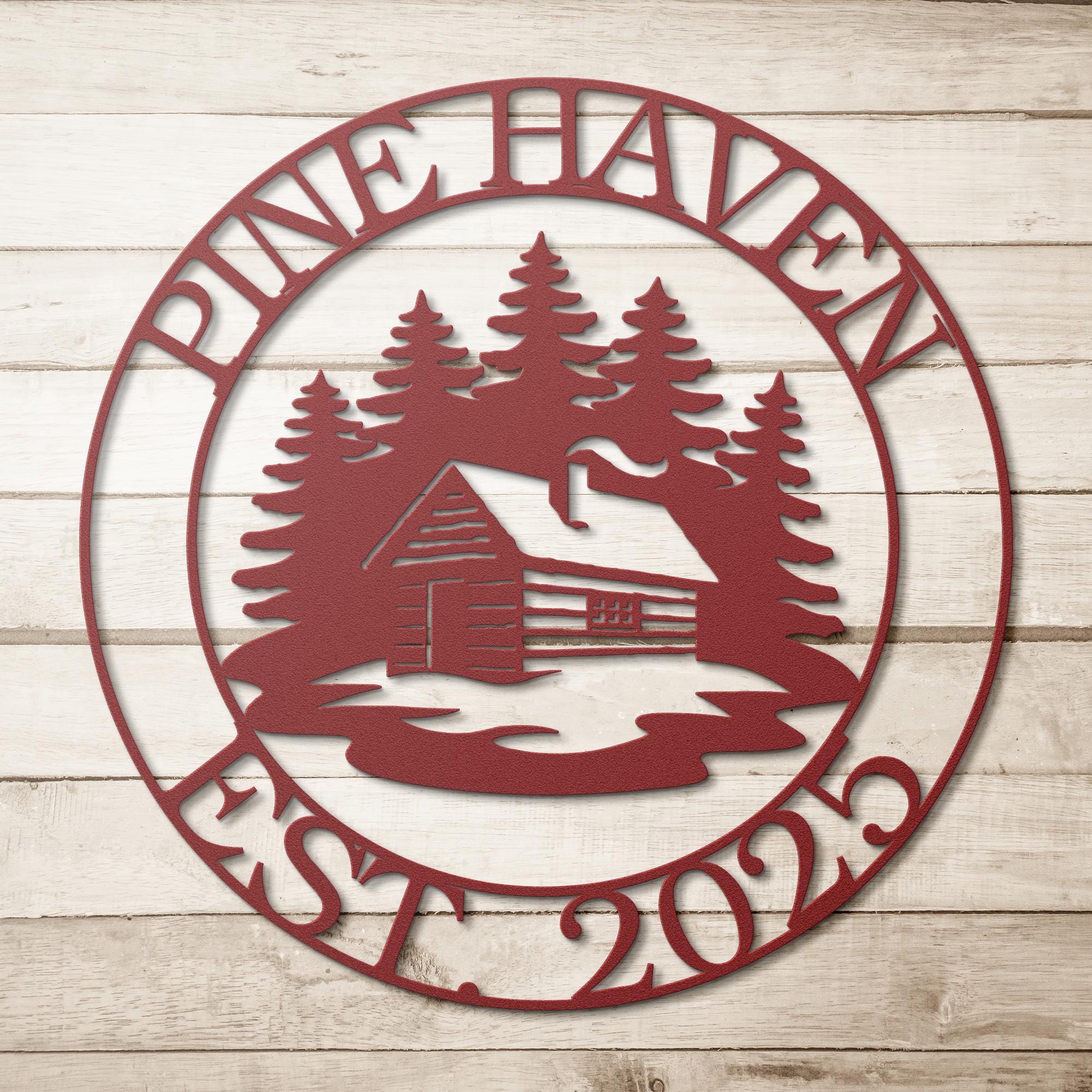 Personalized Cabin Sign - Custom Metal Lodge Sign for Rustic Log Home Decor
