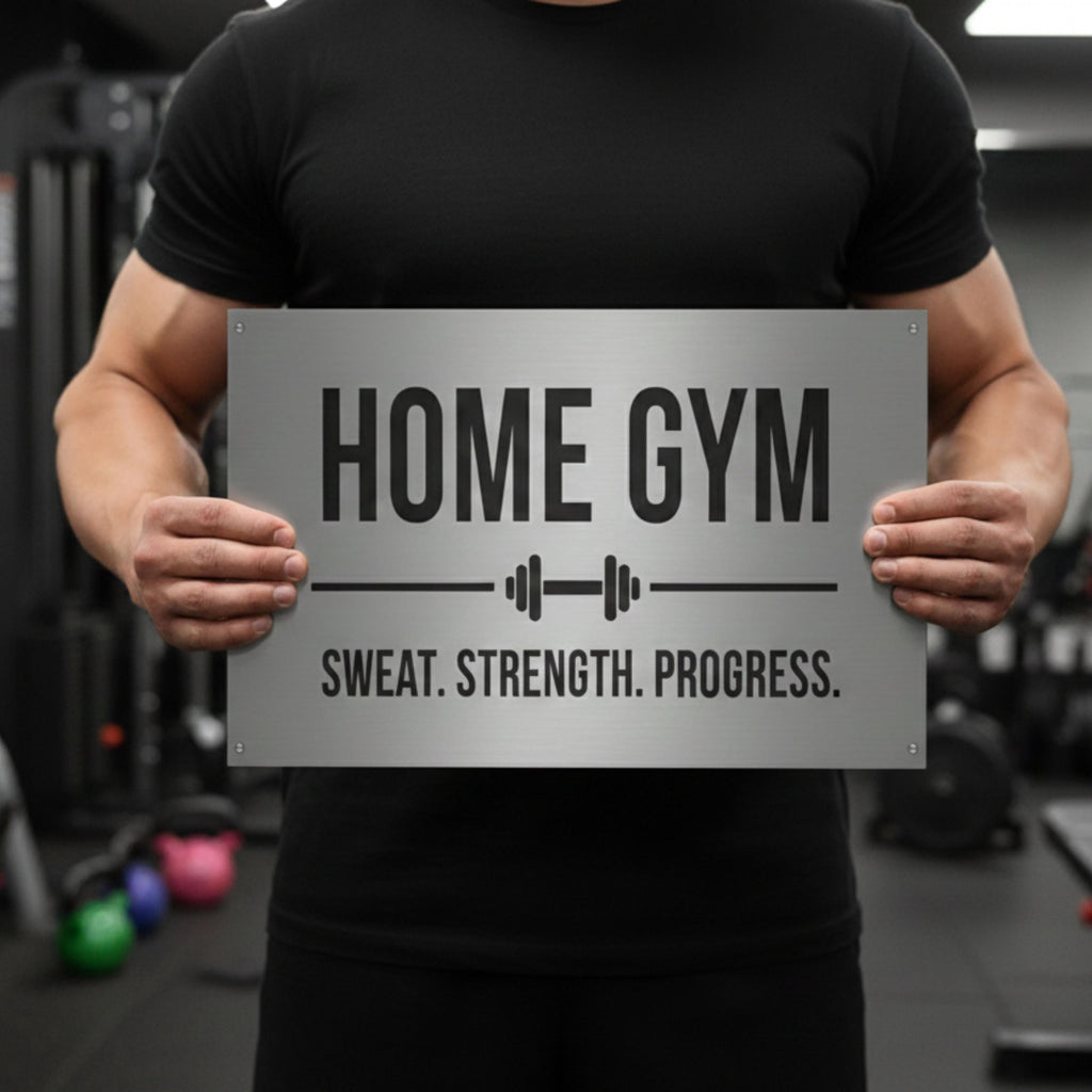 Home Gym Metal Sign, Fitness Motivation Wall Art, Workout Room Decor, Gym Gift