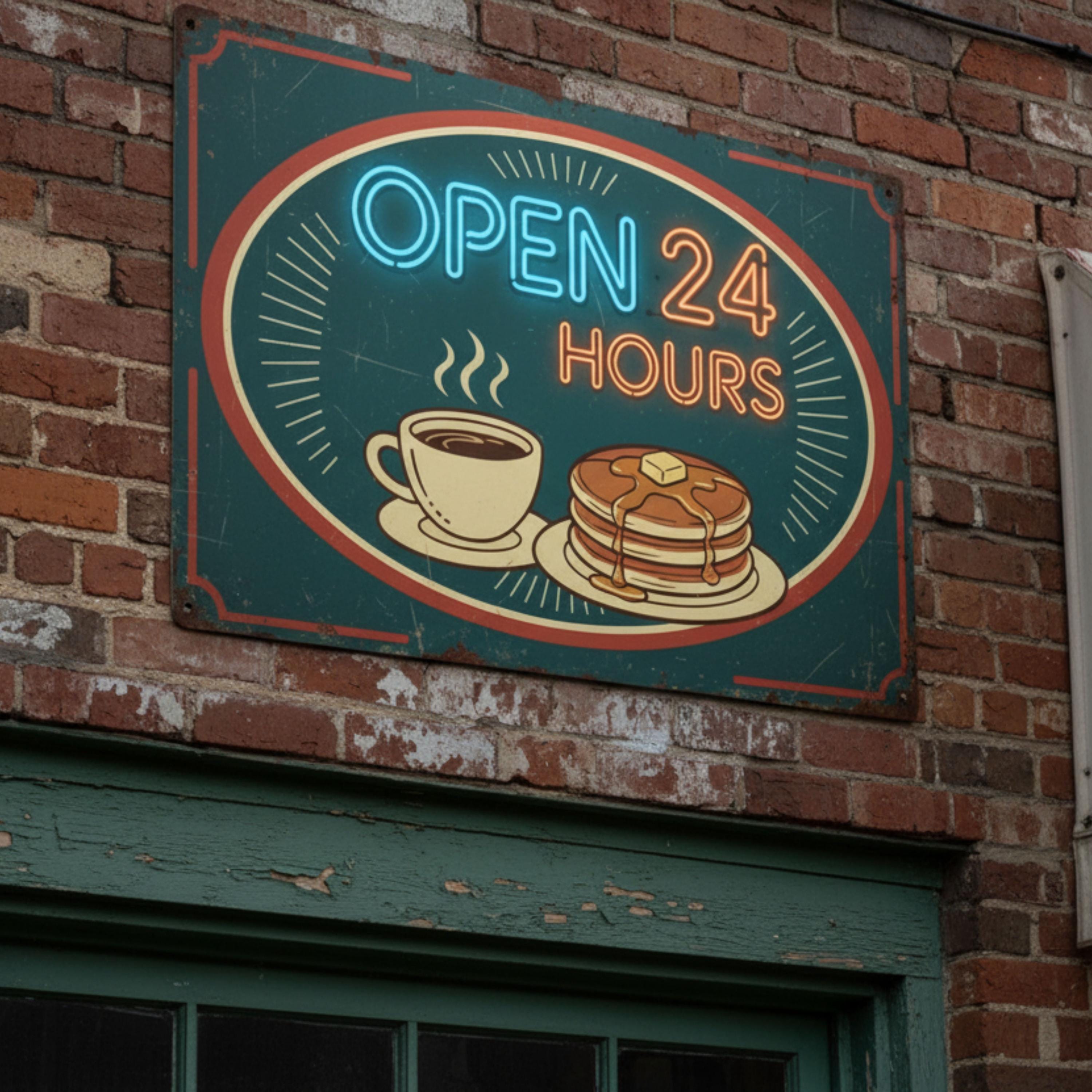 Retro Diner Sign - Vintage Cafe Decor | Rustic Kitchen Art Metal Wall Plaque