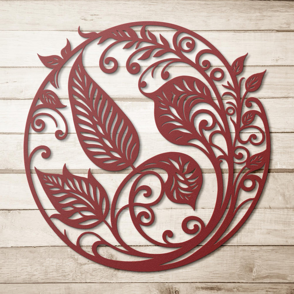 Circular Fern Leaf Metal Art | Ornate Botanical Die-Cut Sign | Mandala Nature Decor | Intricate Scrollwork Wall Hanging